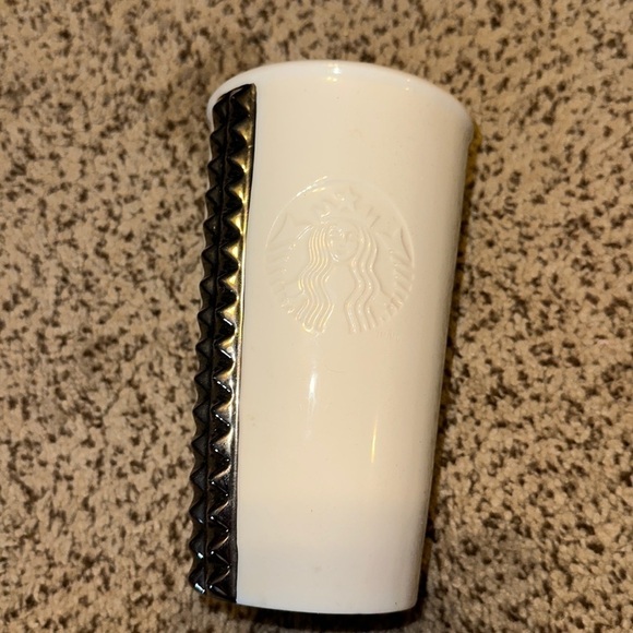 Starbucks Tall Porcelain 10 oz Coffee Mug w/Mermaid/raised silver decoration - Picture 1 of 4